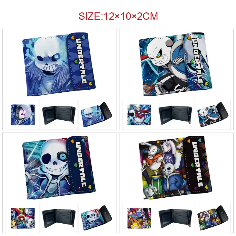Undertale Inspired Snap Button Bi-Fold Wallet – Full Color Pixel Art Short PU Leather Card Holder with Coin Pocket for Fans & Students
